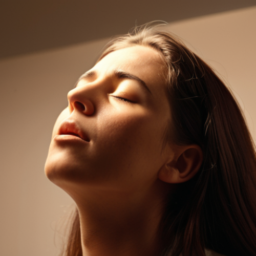 Home 18 A focused individual, gender-neutral, engaged in a deep vocal exercise. Their eyes are closed, and a subtle internal glow radiates from their chest and head, symbolizing vocal resonance and controlled diaphragm breathing. The atmosphere is serene and contemplative, suggesting self-discovery and the scientific understanding of the voice. Soft, warm lighting in a quiet studio setting.