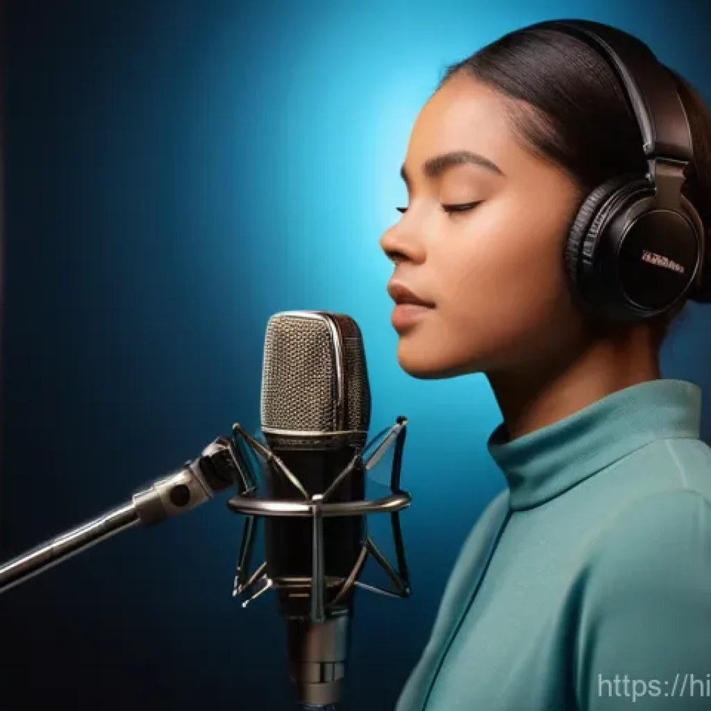 보컬트레이너 취업 인터뷰 준비 - **Prompt:** A young, confident woman in her early 20s, with a stylish, modern haircut, stands in a p...