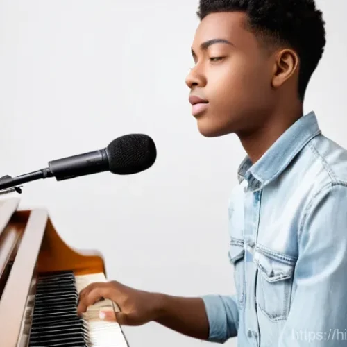 보컬트레이너 자격증 비교 - **Prompt:** A young, eager aspiring vocal student, approximately 20-22 years old, with diverse facia...