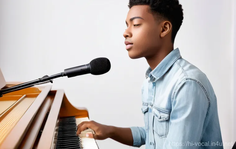 보컬트레이너 자격증 비교 - **Prompt:** A young, eager aspiring vocal student, approximately 20-22 years old, with diverse facia...