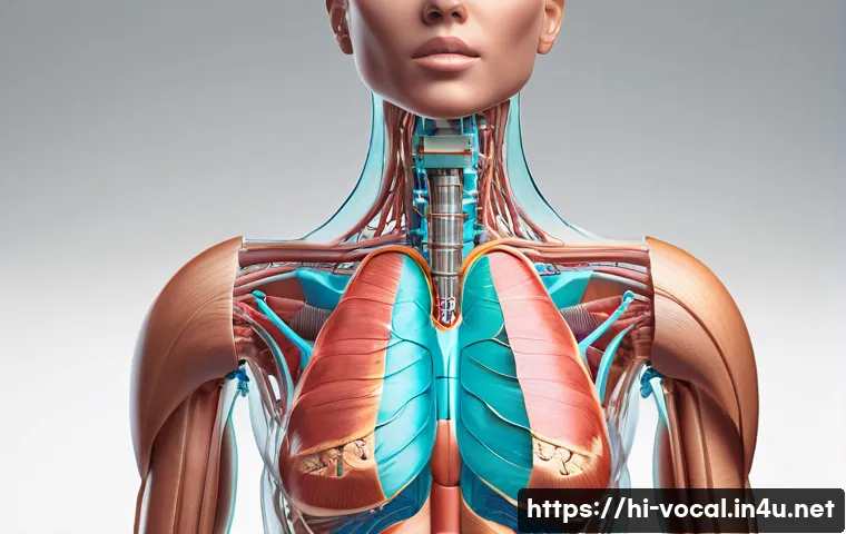 보컬트레이너 보컬 교재 추천 - **Prompt: "A scientific illustration of a human female's vocal system during singing. The image shou...